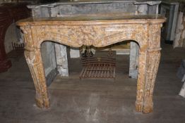 Fireplace in brown marble 19th H104x150x40