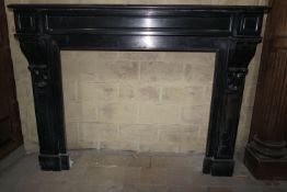 Fireplace in black marble 19th H102x128x35