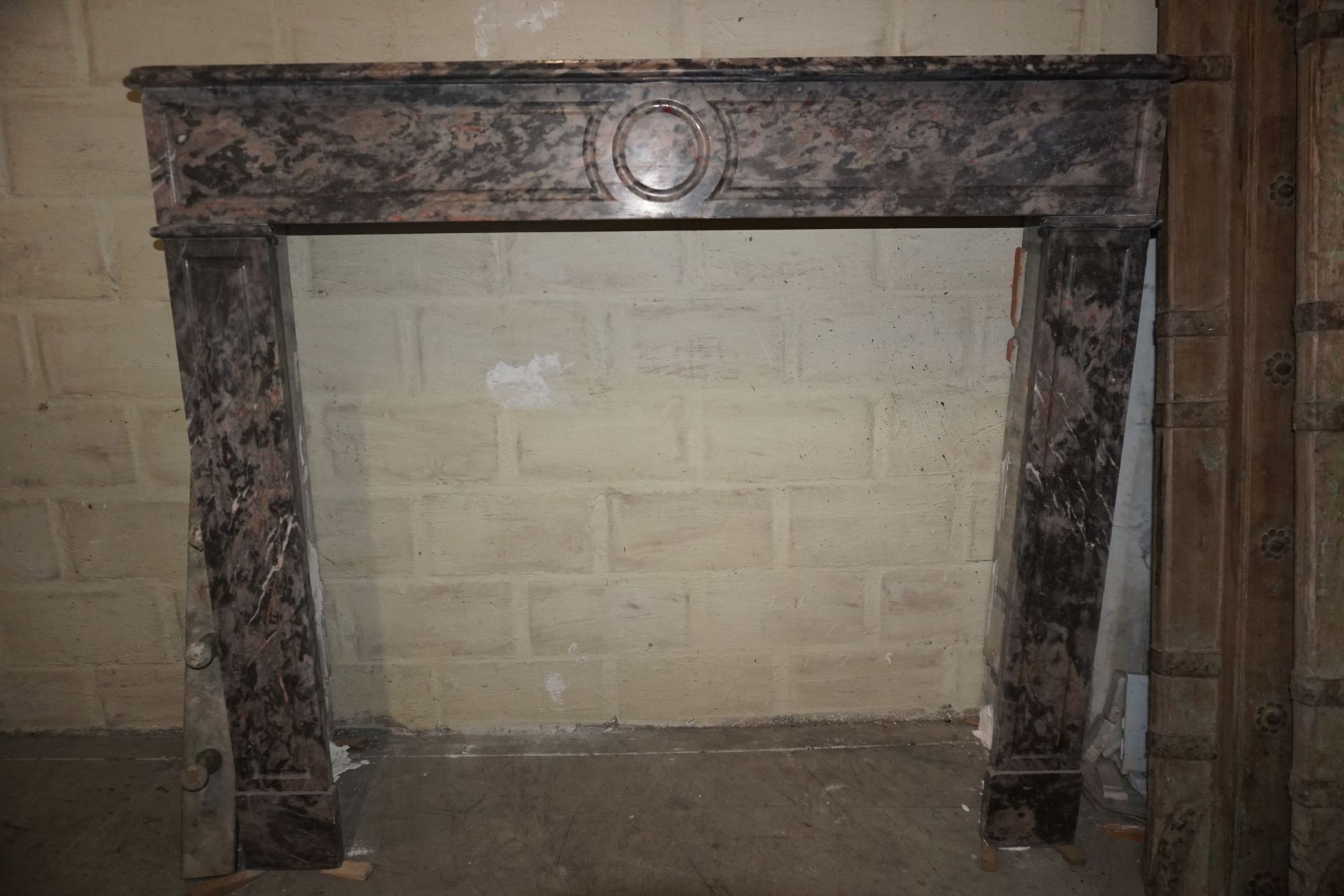 Fireplace in Rose Marble 19th H106x120x38