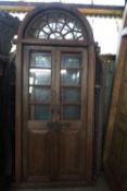 Double door with skylight in wood and glass H243X101