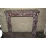 Fireplace in red marble, 19th H105x120x35