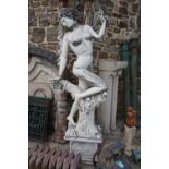 Erotic sculpture in white marble H205x80