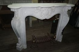 Fireplace in white marble H114x150x30