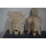 Africa, paire of masks in wood H35 / 40