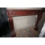 Fireplace in red marble with lion claws 19th H110x146x39