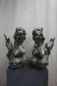 Couple dragons in wood, Chinese H68x35x60