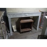 Fireplace in gray marble, damaged, 19th H110x162x30