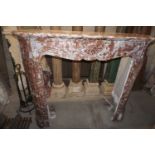 Fireplace in red marble 19th H129x152x36