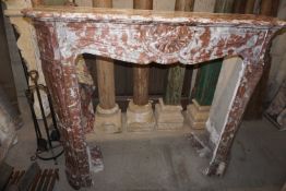 Fireplace in red marble 19th H129x152x36