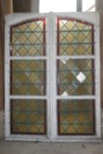 Paire of double windows with lead glass H150x112