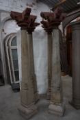 4 columns in granite with capital in wood H225x60x60