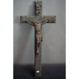 Religious, crucifix in plaster and wood H55