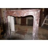 Fireplace in red marble 19th H104x113x35