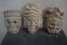 Africa, Art Tribal, Lot of Masks H40 / 30/37