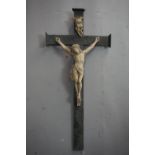 Religious, crucifix in plaster and wood H80