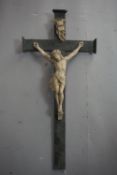 Religious, crucifix in plaster and wood H80