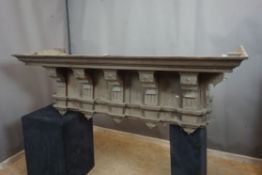 Fireplace head in wood H55X167X55
