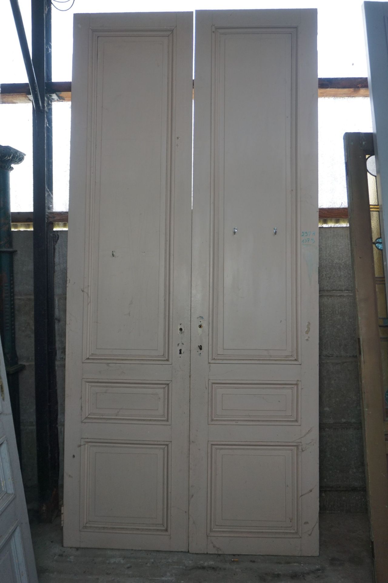 Double door in wood, Double Face H297X138