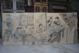 School drawing H200x500 pencil on canvas