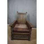 Neo-gothic, seat in wood H106x70x90