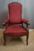 Armchair in wood, tiltable 19th H117x65