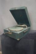 Record player in decorative suitcase, Pathe, H17X30X40
