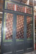 3 double door with top light with lead glass H340x225
