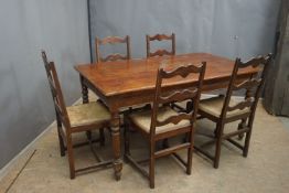 Table with chairs in wood H75x86x147