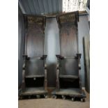 Haute Ã©poque, couple of seats with neogotic upperpart 16th / 19th H250x77x60