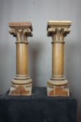Paire of wooden pedestals in the form of a column 20th H70