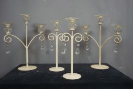 Lot candlesticks in wrought iron and glass H36