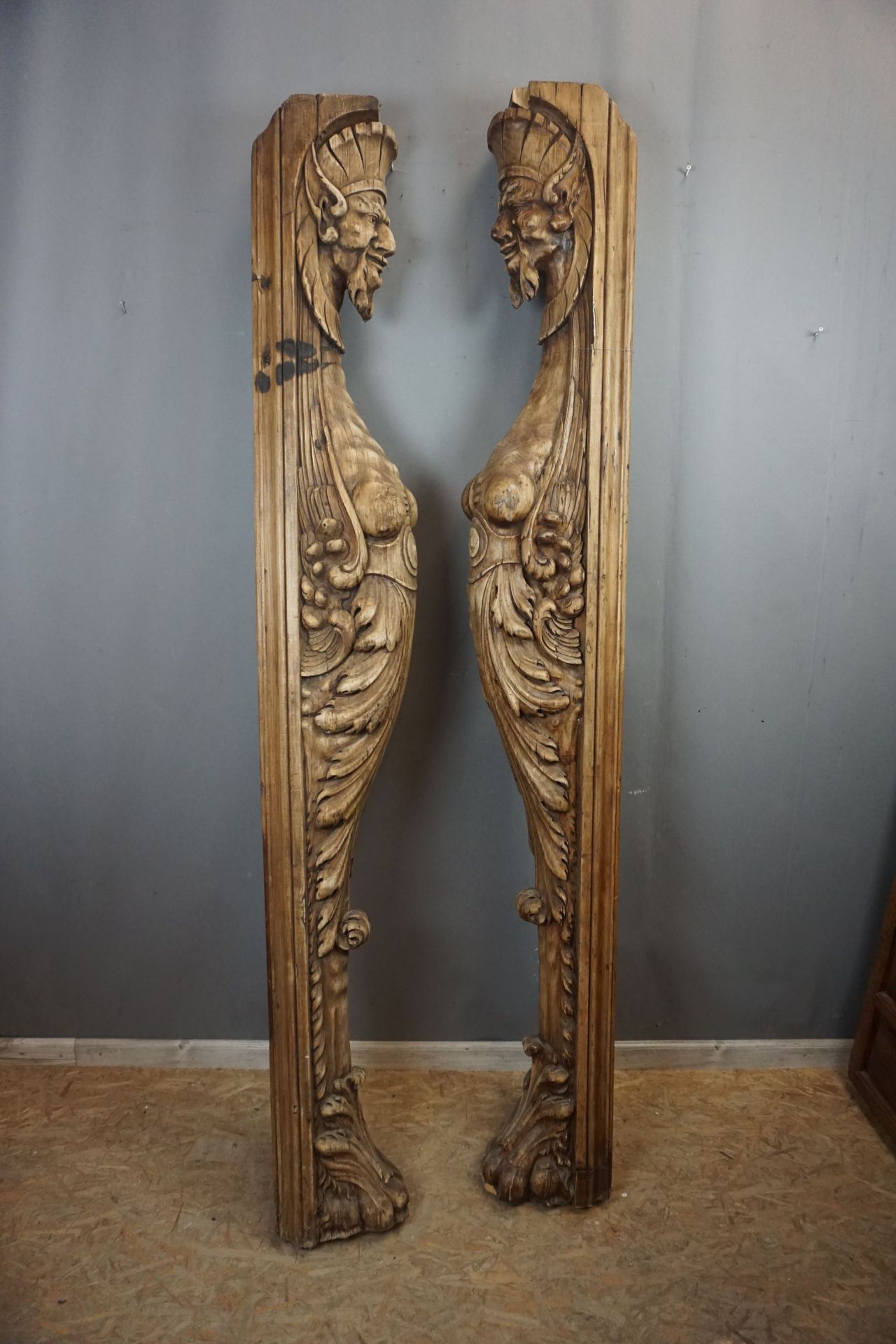 Couple of Kariatides in wood 19th H210x17x18 - Image 2 of 2