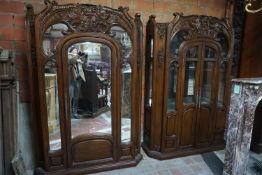 Paire of cupboards Style Art Nouveau in wood H200X135x45