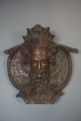 Decorative medallion in wood 19th H45x48