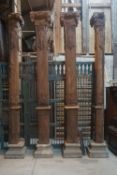 Lot (4) columns in wood based in stone H320