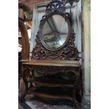 Wall console with mirror and shelves 19th H300x162x60