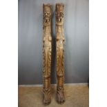Couple of Kariatides in wood 19th H210x17x18