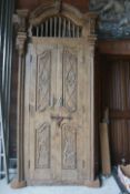 Special double door with top light in wood and wrought iron H270X108