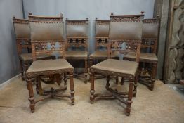 Neo-gothic, serie of seats in wood and leather H105