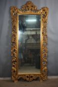 Monumental mirror with decorative frame in wood H250X110
