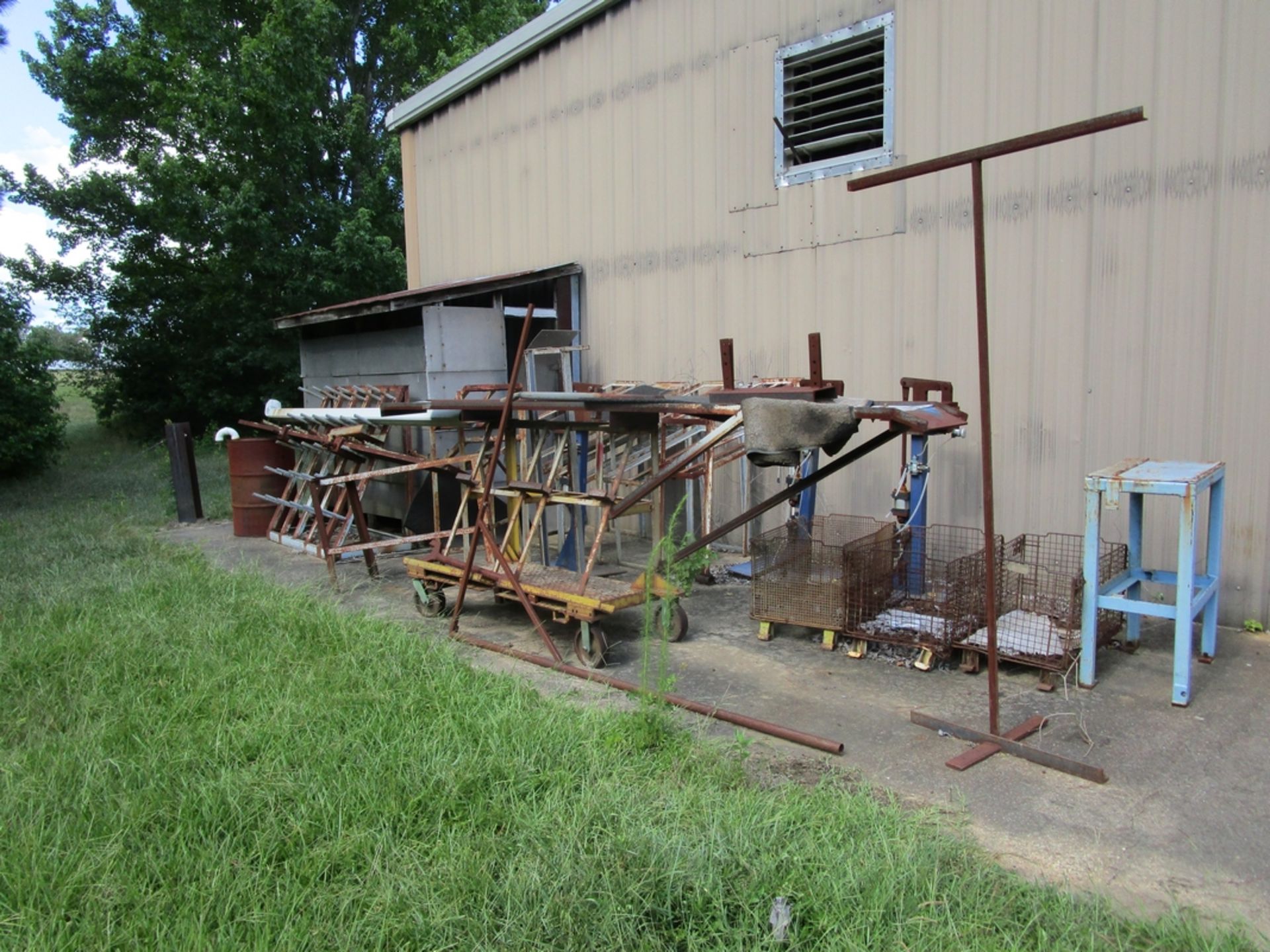 Metal A-Frame Racks And Carts In Back Of Shop
