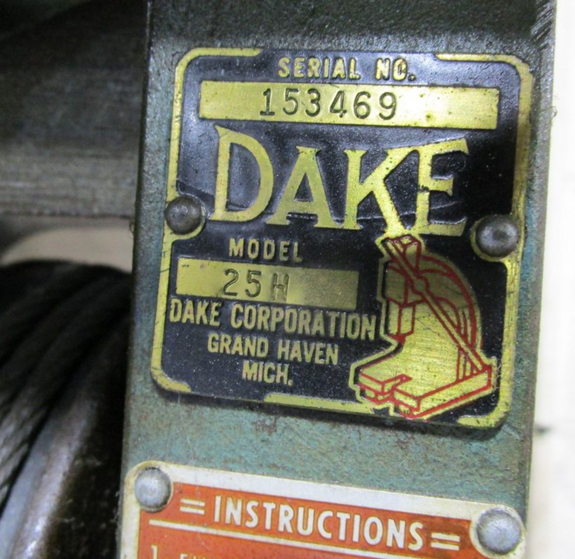 Dake 25H 25-Ton H-Frame Shop Press, S/N 153469 - Image 2 of 3