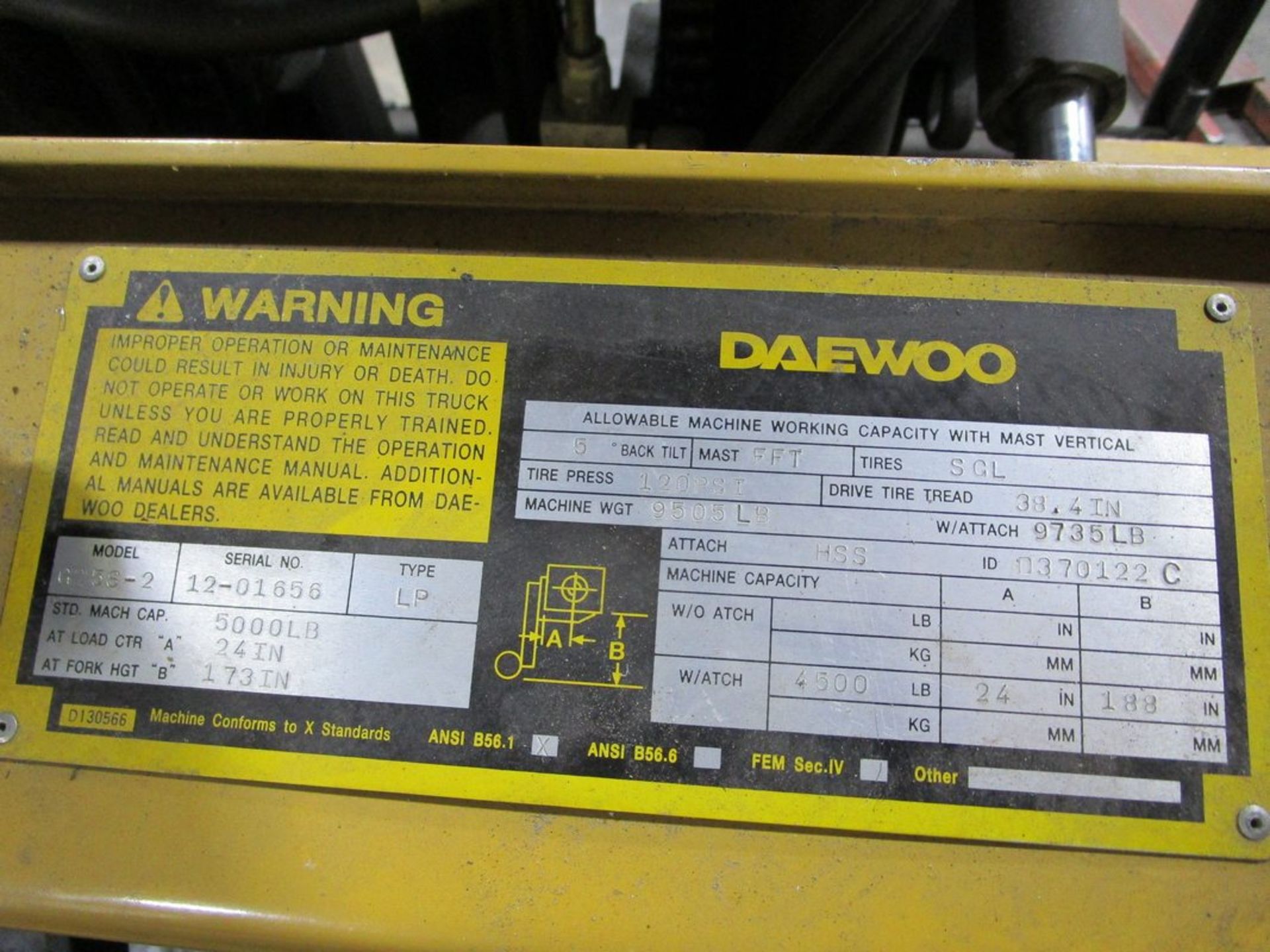 Daewoo G25S-2 Forklift Truck, S/N12-01656 - Image 3 of 14