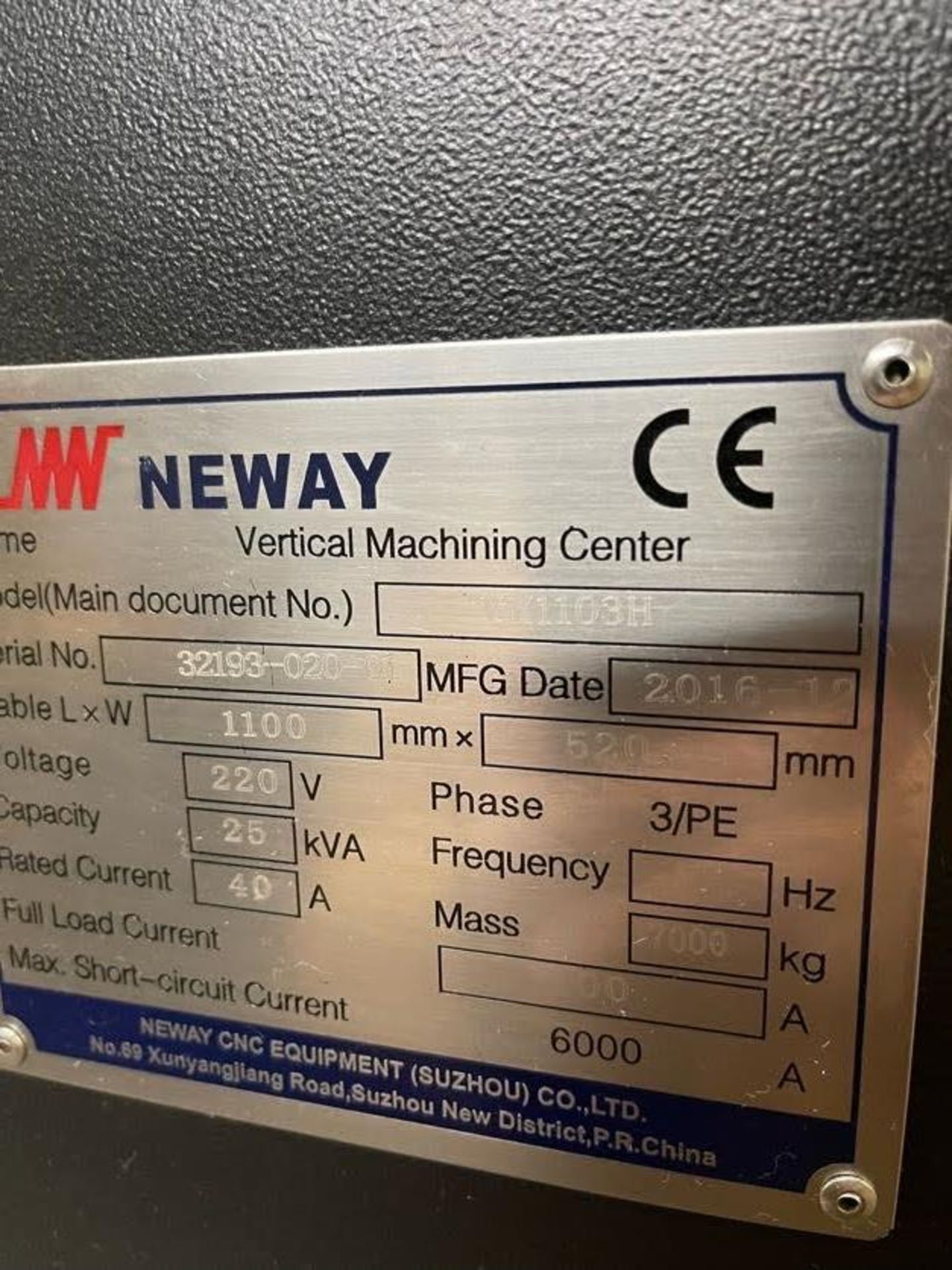 Neway VM-1103H CNC Vertical Machining Center, S/N 32193-020-01, 2016 - Image 11 of 24