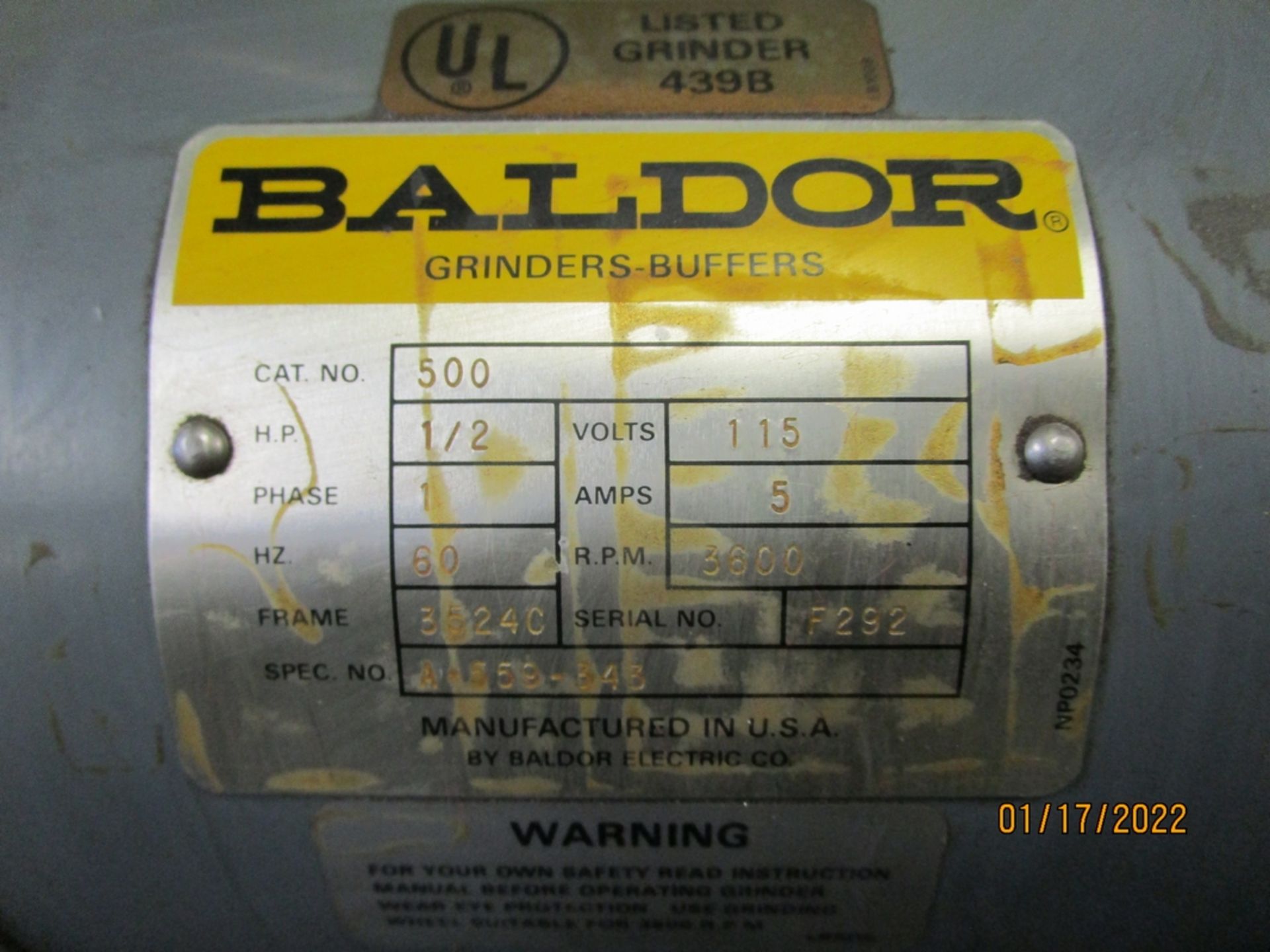 Baldor No. 500 Double End Tool Grinder - Image 3 of 4