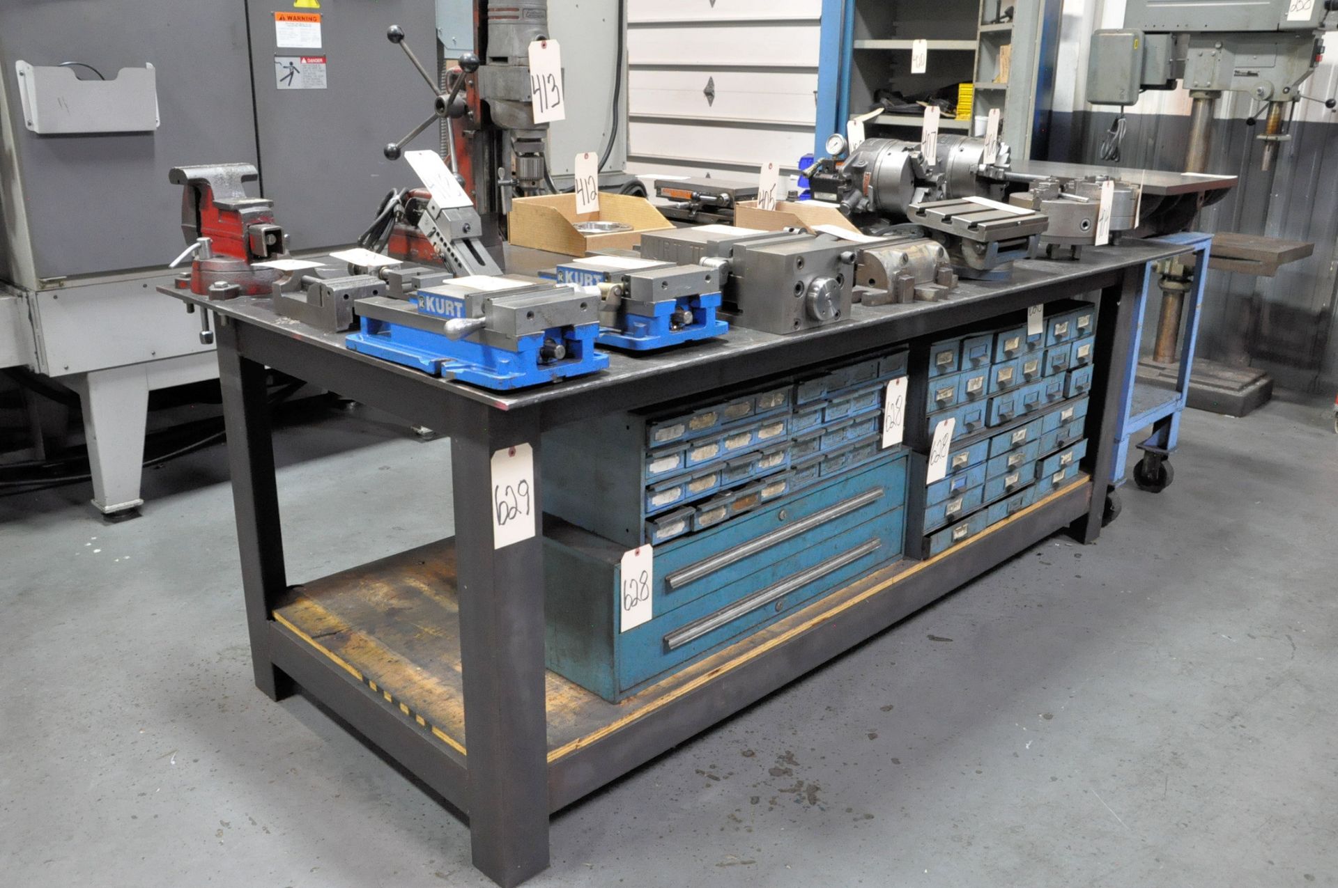 48" x 96" x 3/8" Steel Layout Table with 6" Swivel Bench Vise,
