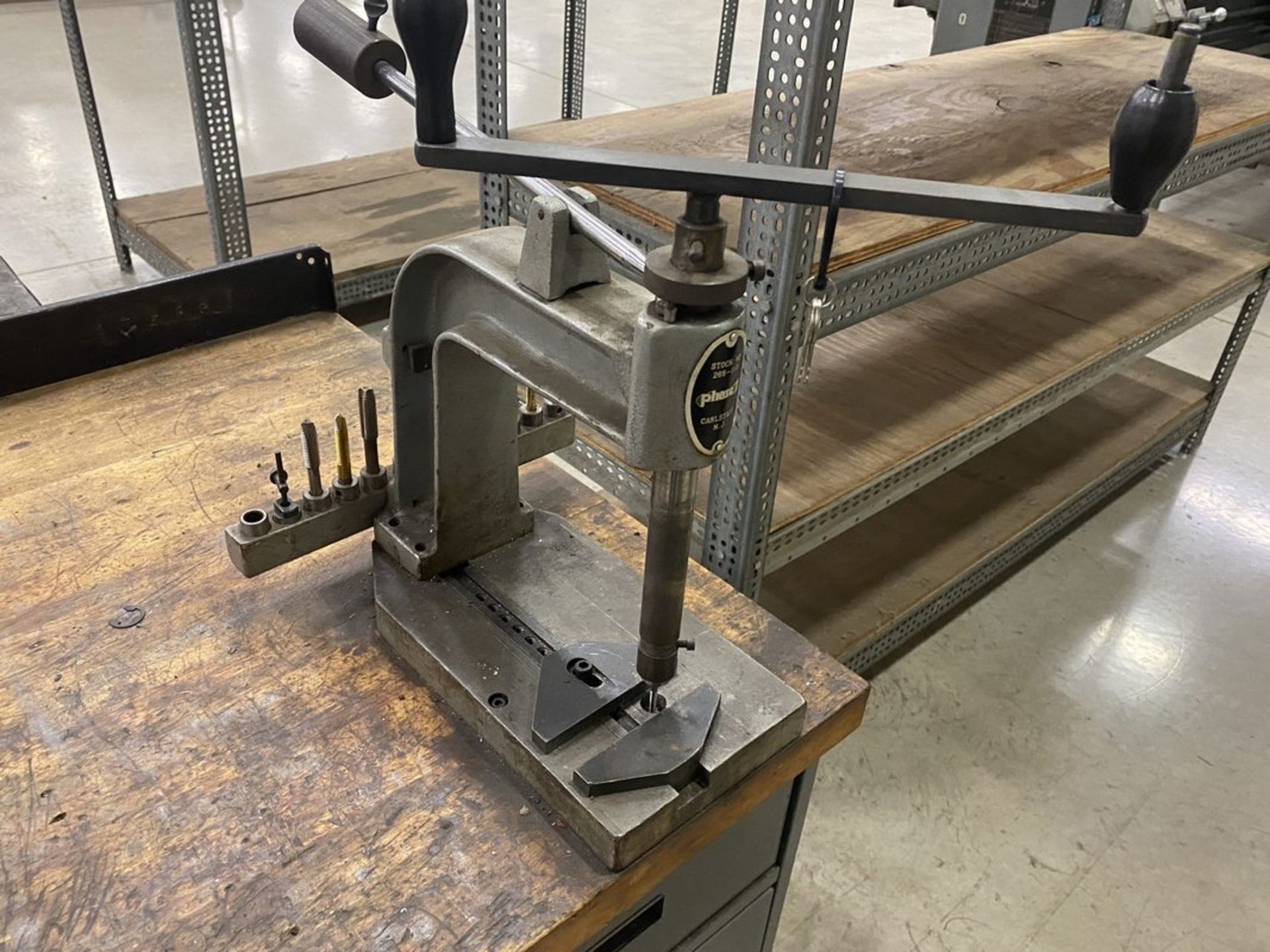 30" x 72" Wood Top Table with 6" Vise, Flex Arm Tapper - Image 4 of 6