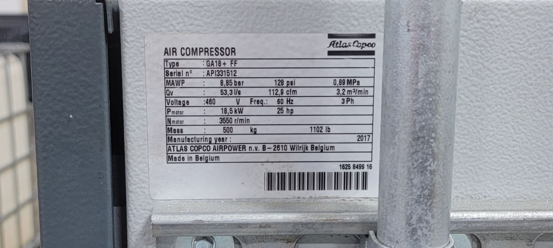 Atlas Copco GA18+FF 25-HP Rotary Screw Air Compressor (Late Delivery) - Image 4 of 4