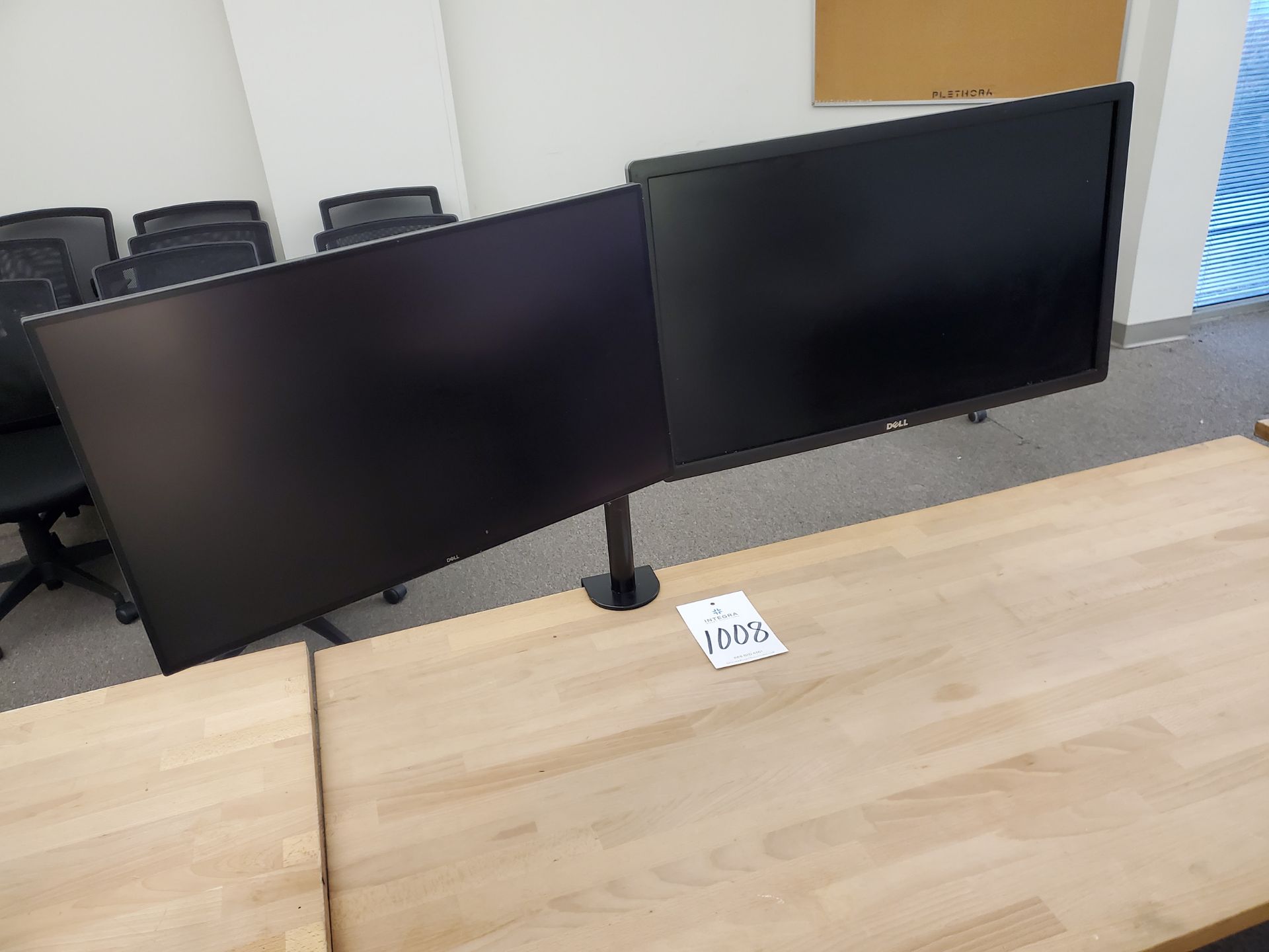 (2) Assorted Dell Computer Monitors with Double Table Mount Stand