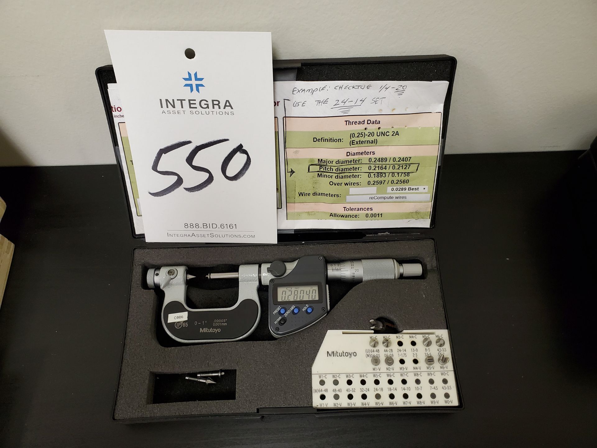 Mitutoyo 0-1" Digital Thread Micrometer